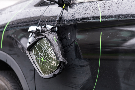 A smashed side mirror.